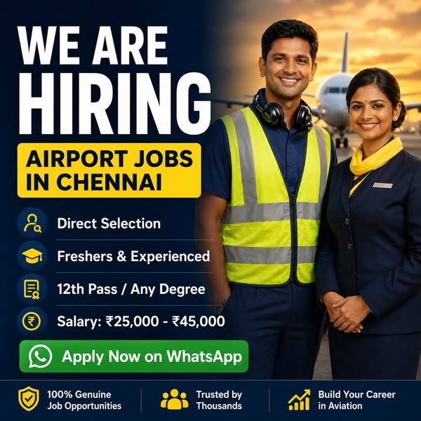 Airport Jobs in Chennai | Direct Selection | Freshers & Experienced
