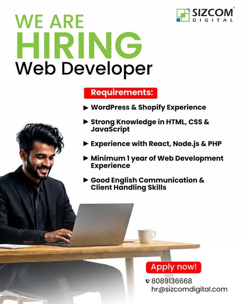 Web Developer Job in Sizcom Digital