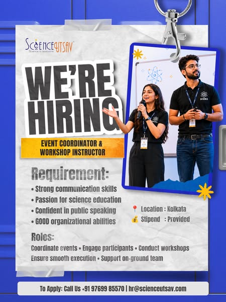 Event Coordinator & Workshop Instructor Job at Science Utsav